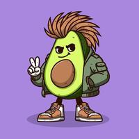 Cute Cartoon Avocado boy wearing jacket vector