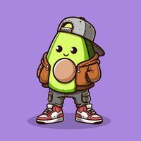 Cute Cartoon Avocado boy wearing jacket vector