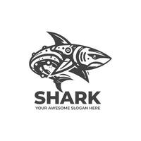 Futuristic Shark logo Monochrome Design vector