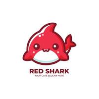 Red Shark Cute Logo Design vector