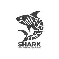 Futuristic Shark logo Monochrome Design vector