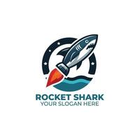 Shark with Rocket Launcher Logo Design vector