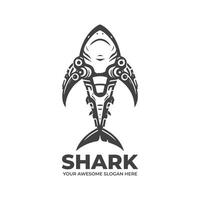 Futuristic Shark logo Monochrome Design vector