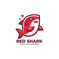 Red Shark Cute Logo Design vector