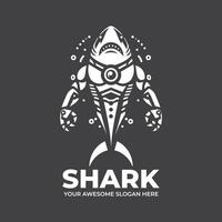 Futuristic Shark logo Monochrome Design vector