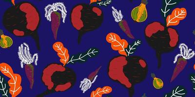 a pattern with a bunch of carrots and leaves vector