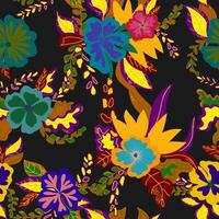 a colorful floral pattern on a black background vector