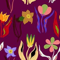 a pattern of flowers on a purple background vector