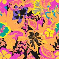 a colorful floral pattern with many different flowers vector