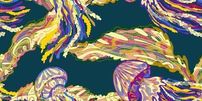 a colorful pattern with a lot of different colored jellyfish vector