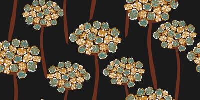 a pattern with flowers on black background vector