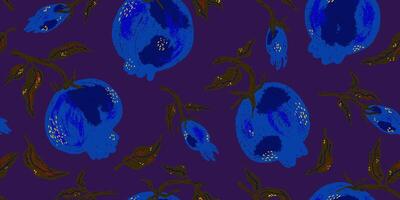 a pattern with blue flowers on a purple background vector