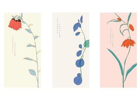 Floral pattern with art natural banner in risograph style. Abstract background with watercolor texture . Hand drawn lower decoration card invitation in vintage style. vector