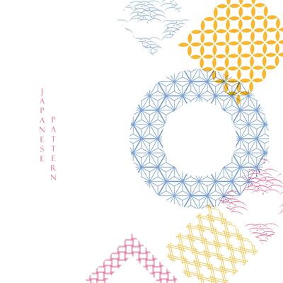 Geometric pattern and brush stroke decoration. Abstract template in risography style. Japanese pattern and icon . Oriental wedding invitation and frame background.