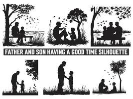 Happy Father's Day, Assortment of Father and son silhouettes, An illustration celebrating Father's Day images of father and children. vector