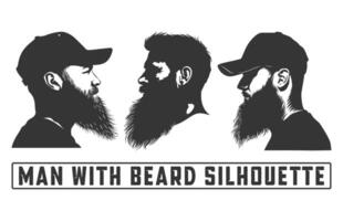 Bearded men face hipsters with different haircuts, Men with beard silhouette bundles, mustaches, beards, Silhouettes, avatars, heads. vector