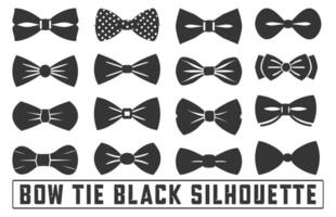 Bow Tie Icons Set, bow tie silhouette on white background isolated , Bow Tie Bundle Silhouette, Elegant bowtie silhouettes collection. vector