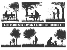 Happy Father's Day, Assortment of Father and son silhouettes, An illustration celebrating Father's Day images of father and children. vector