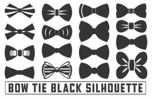 Bow Tie Icons Set, bow tie silhouette on white background isolated , Bow Tie Bundle Silhouette, Elegant bowtie silhouettes collection. vector