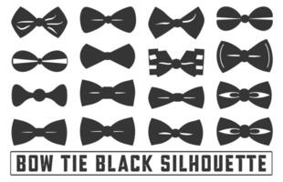 Bow Tie Icons Set, bow tie silhouette on white background isolated , Bow Tie Bundle Silhouette, Elegant bowtie silhouettes collection. vector