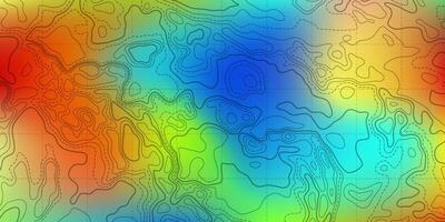 Oceano fondo topográfico línea mapa curvilíneo ola isolíneas ilustración. vector