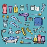 Large set of personal hygiene illustration objects, vector