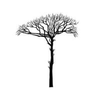 Leafless tree silhouette on a white background . illustration vector