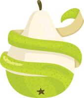 Peeled half fresh green pear vector