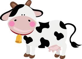 Cute friendly white cow isolated vector