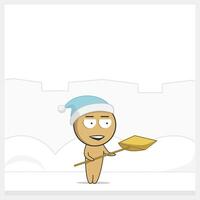 Boy with a snow shovel vector