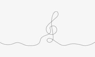 Treble clef one line. Continuous Music key note icon. Hand drawn thin line of treble clef. Melody concept. illustration vector