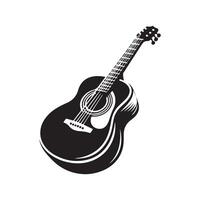 guitarra silueta plano ilustración. vector