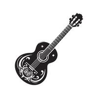 guitarra silueta plano ilustración. vector