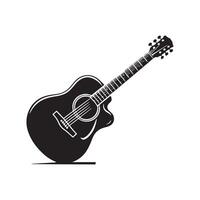 guitarra silueta plano ilustración. vector