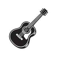 guitarra silueta plano ilustración. vector