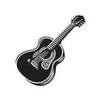 guitarra silueta plano ilustración. vector