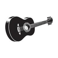 guitarra silueta plano ilustración. vector
