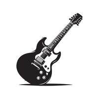 guitarra silueta plano ilustración. vector