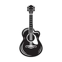 guitarra silueta plano ilustración. vector