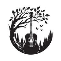 guitarra silueta plano ilustración. vector