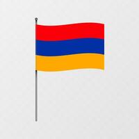 Armenia national flag on flagpole. illustration. vector