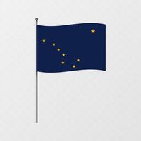 Alaska flag on flagpole. illustration. vector