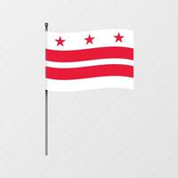 District of Columbia flag on flagpole. illustration. vector