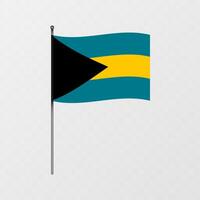 Bahamas national flag on flagpole. illustration. vector