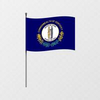 Kentucky state flag on flagpole. illustration. vector