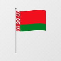 Belarus national flag on flagpole. illustration. vector