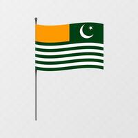 Azad Kashmir national flag on flagpole. illustration. vector