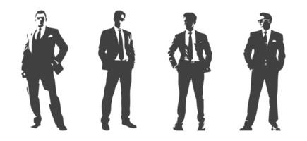 set of silhouettes of business men characters, generated ai vector