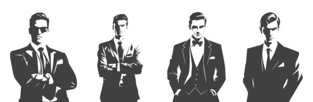 set of silhouettes of business men characters, generated ai vector