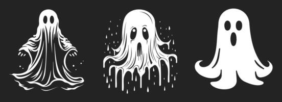 Halloween ghost set, black and white design' generated ai vector